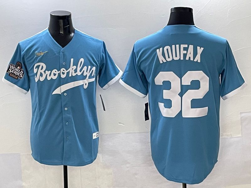 Men Los Angeles Dodgers #32 Koufax Light Blue Throwback 2025 Nike MLB Jersey style 37
